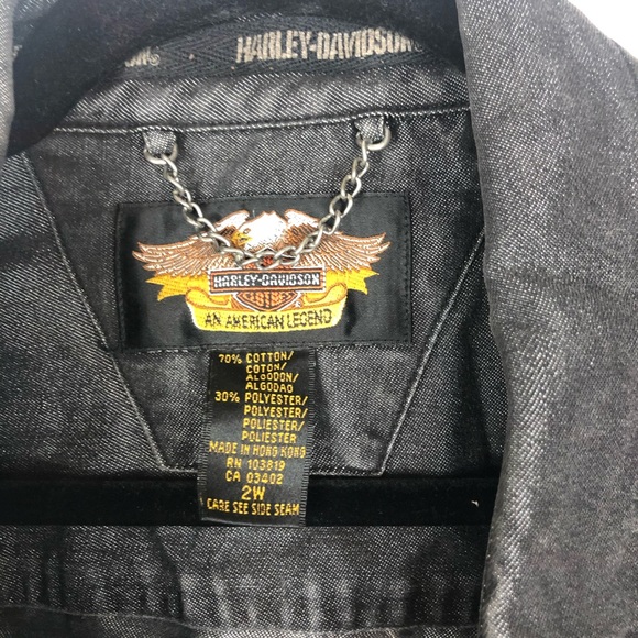 HARLEY-DAVIDSON embroidered button up top U26 - Picture 7 of 8